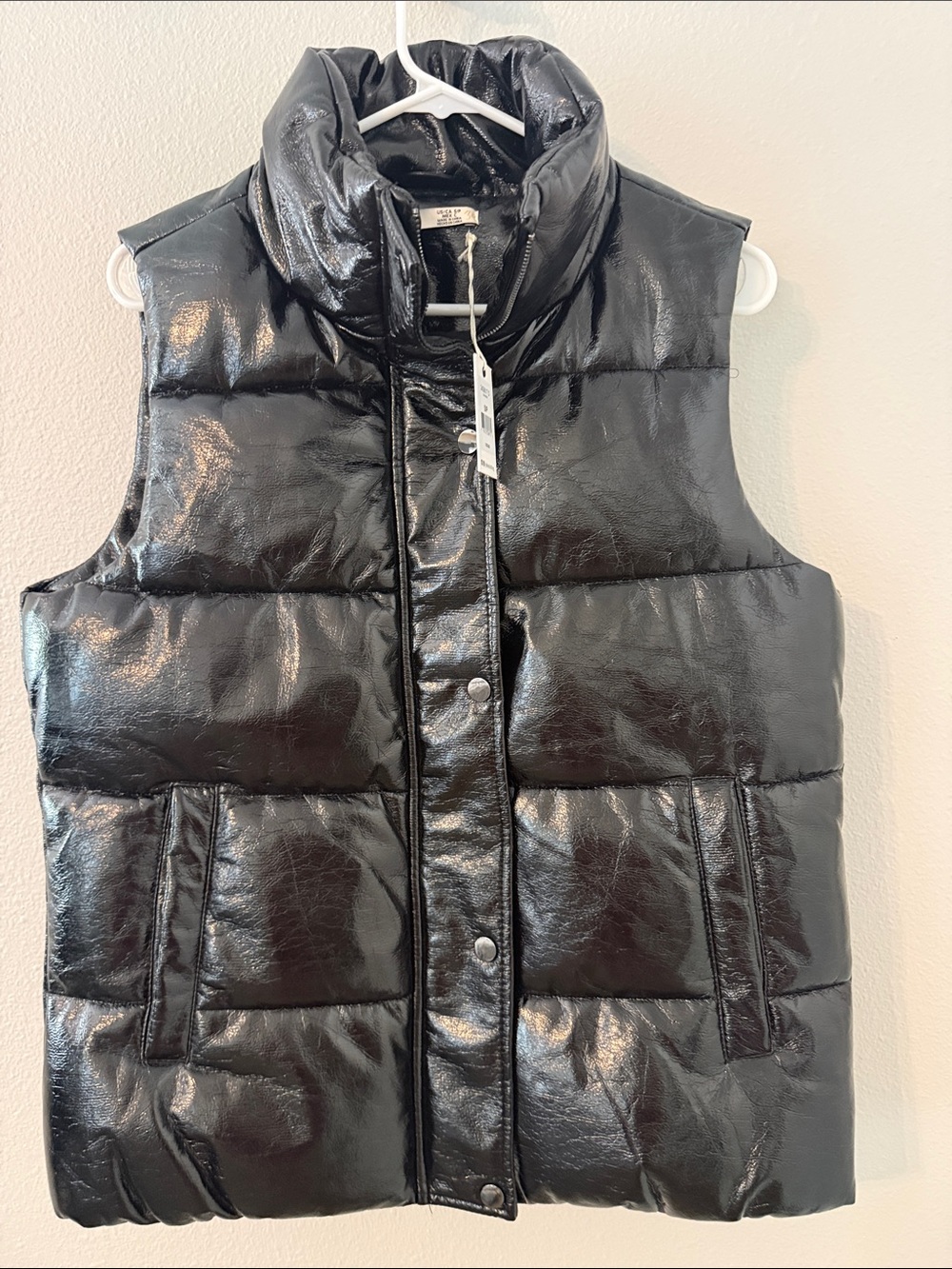 Dex Black Shiny Puffer Vest